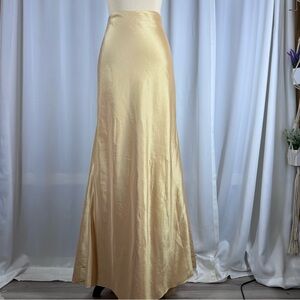 Vintage Formal Skirt Sz 6 Gold Taffeta Long Maxi Train Back Evening Special Occ.